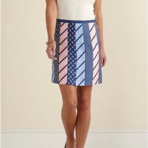Vineyard Vines 100% Silk Tie Preppy Coastal A-Line Mini Skirt Blue Pink Size 4